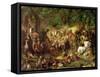 Robin Hood and His Merry Men Entertaining Richard the Lionheart in Sherwood Forest, 1839-Daniel Maclise-Framed Stretched Canvas