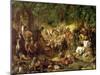 Robin Hood and His Merry Men Entertaining Richard the Lionheart in Sherwood Forest, 1839-Daniel Maclise-Mounted Giclee Print