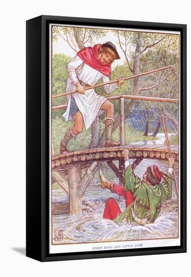 Robin Hood and Little John, C.1920-Walter Crane-Framed Stretched Canvas