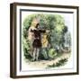 Robin Hood and Little John Hunting Deer in Sherwood Forest-null-Framed Giclee Print