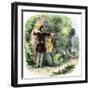 Robin Hood and Little John Hunting Deer in Sherwood Forest-null-Framed Giclee Print