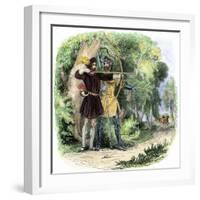 Robin Hood and Little John Hunting Deer in Sherwood Forest-null-Framed Giclee Print