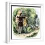 Robin Hood and Little John Hunting Deer in Sherwood Forest-null-Framed Giclee Print