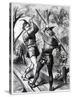 Robin Hood and Little John-English School-Stretched Canvas