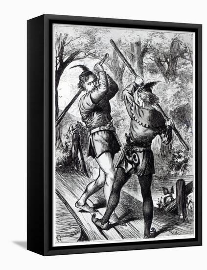 Robin Hood and Little John-English School-Framed Stretched Canvas