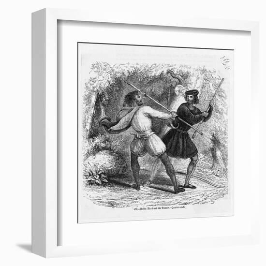 Robin Hood and the Tanner Fight with Quarterstaffs-null-Framed Art Print