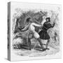 Robin Hood and the Tanner Fight with Quarterstaffs-null-Stretched Canvas