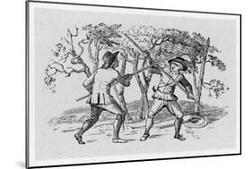 Robin Hood and the Tanner Fight with Quarterstaffs-Thomas Bewick-Mounted Art Print