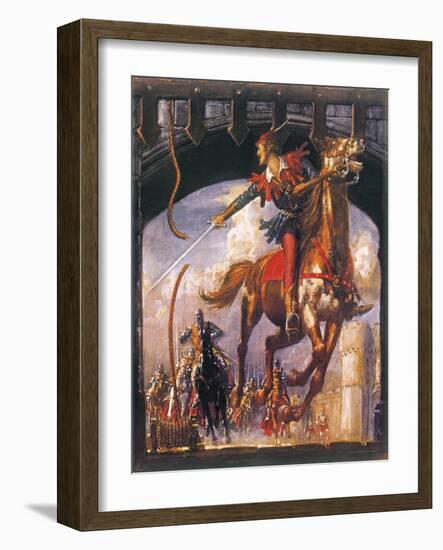 Robin Hood Being Chased by Norman Soldiers-John Millar Watt-Framed Giclee Print