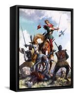 Robin Hood Fighting-John Millar Watt-Framed Stretched Canvas