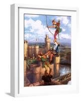 Robin Hood Shooting into Nottingham Castle-John Millar Watt-Framed Giclee Print