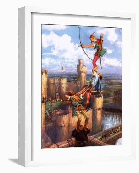 Robin Hood Shooting into Nottingham Castle-John Millar Watt-Framed Giclee Print