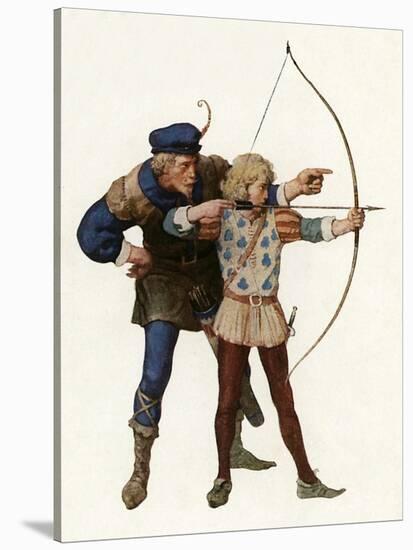 Robin Hood Trains Young Archer-Newell Convers Wyeth-Stretched Canvas