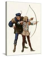 Robin Hood Trains Young Archer-Newell Convers Wyeth-Stretched Canvas