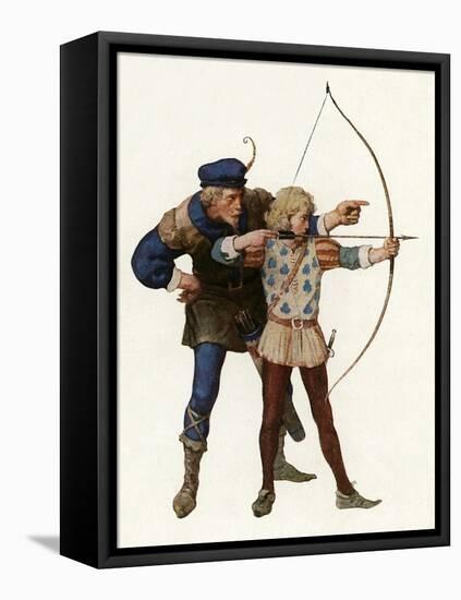 Robin Hood Trains Young Archer-Newell Convers Wyeth-Framed Stretched Canvas