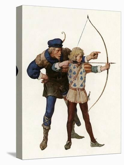 Robin Hood Trains Young Archer-Newell Convers Wyeth-Stretched Canvas