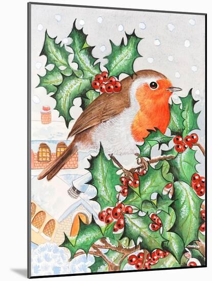 Robin in the Holly-Tony Todd-Mounted Giclee Print