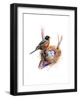 Robin with Nest;2016-John Keeling-Framed Giclee Print