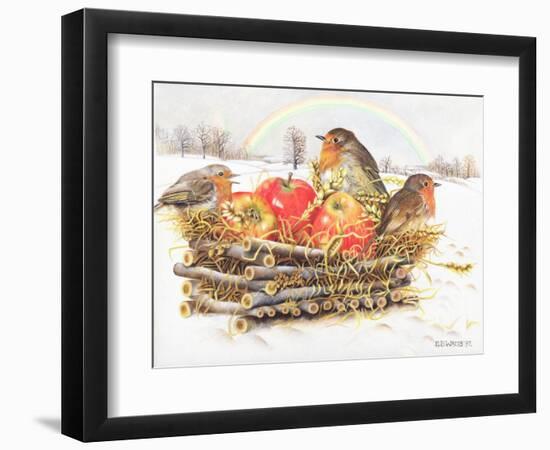 Robins with Apples, 1997-E.B. Watts-Framed Premium Giclee Print