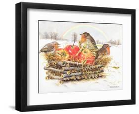 Robins with Apples, 1997-E.B. Watts-Framed Premium Giclee Print