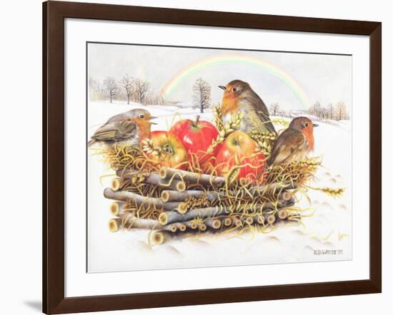 Robins with Apples, 1997-E.B. Watts-Framed Giclee Print