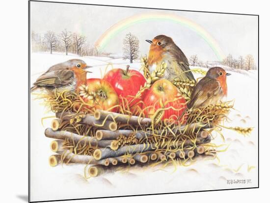 Robins with Apples, 1997-E.B. Watts-Mounted Giclee Print