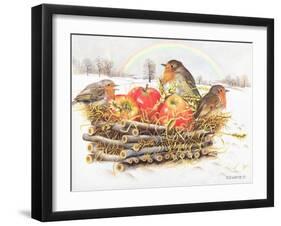 Robins with Apples, 1997-E.B. Watts-Framed Giclee Print