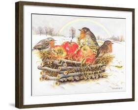 Robins with Apples, 1997-E.B. Watts-Framed Giclee Print