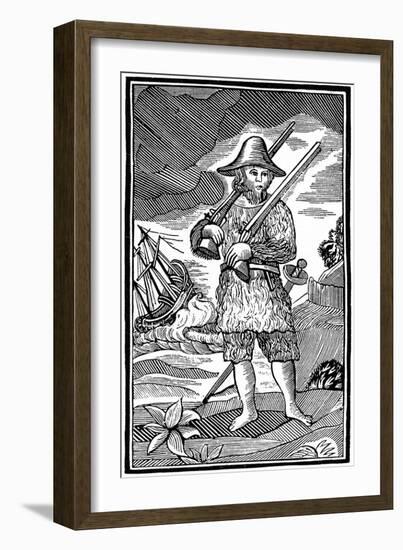 Robinson Crusoe, Chapbook Cut, 18th Century-null-Framed Giclee Print