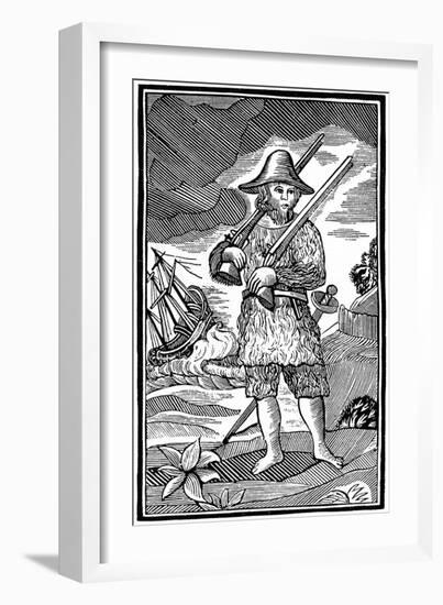 Robinson Crusoe, Chapbook Cut, 18th Century-null-Framed Giclee Print