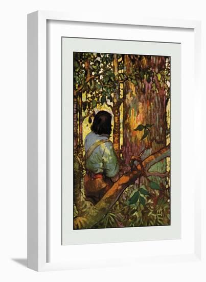 Robinson Crusoe: I Jumped Up and Went Out Through My Little Grove-Frank Goodwin-Framed Art Print