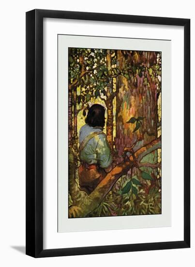 Robinson Crusoe: I Jumped Up and Went Out Through My Little Grove-Frank Goodwin-Framed Art Print
