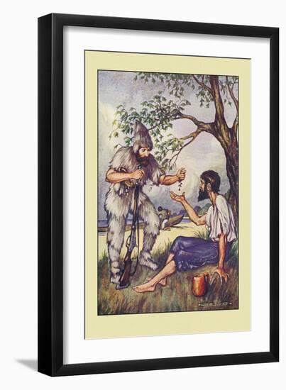 Robinson Crusoe: I Went to Him and Gave Him a Handful of Raisins-Milo Winter-Framed Art Print