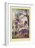 Robinson Crusoe: I Went to Him and Gave Him a Handful of Raisins-Milo Winter-Framed Art Print