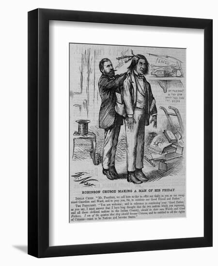 Robinson Crusoe Making a Man of His Friday. Indian Chief. Mr. President, We Call Here To-Day to O-null-Framed Giclee Print