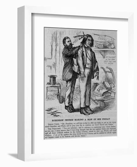 Robinson Crusoe Making a Man of His Friday. Indian Chief. Mr. President, We Call Here To-Day to O-null-Framed Giclee Print