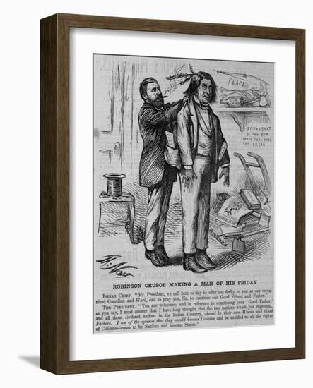 Robinson Crusoe Making a Man of His Friday. Indian Chief. Mr. President, We Call Here To-Day to O-null-Framed Giclee Print