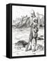 Robinson Crusoe on the Desert Island after Being Shipwrecked, from Adventures of Robinson Crusoe-null-Framed Stretched Canvas