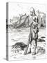 Robinson Crusoe on the Desert Island after Being Shipwrecked, from Adventures of Robinson Crusoe-null-Stretched Canvas