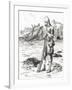 Robinson Crusoe on the Desert Island after Being Shipwrecked, from Adventures of Robinson Crusoe-null-Framed Giclee Print