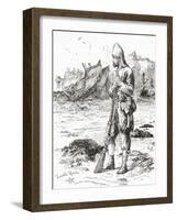 Robinson Crusoe on the Desert Island after Being Shipwrecked, from Adventures of Robinson Crusoe-null-Framed Giclee Print