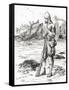 Robinson Crusoe on the Desert Island after Being Shipwrecked, from Adventures of Robinson Crusoe-null-Framed Stretched Canvas