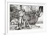 Robinson Crusoe Rowing to Safety on a Raft after Being Shipwrecked-null-Framed Giclee Print