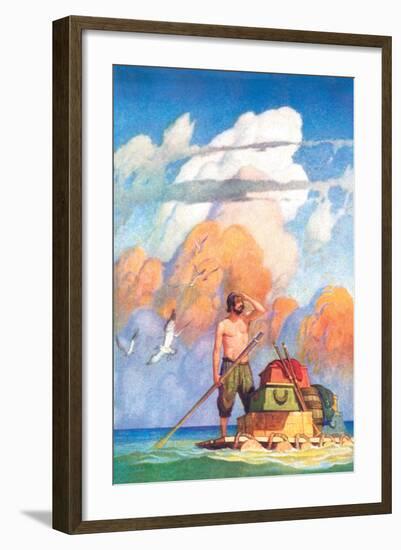 Robinson Crusoe's Raft-Newell Convers Wyeth-Framed Art Print