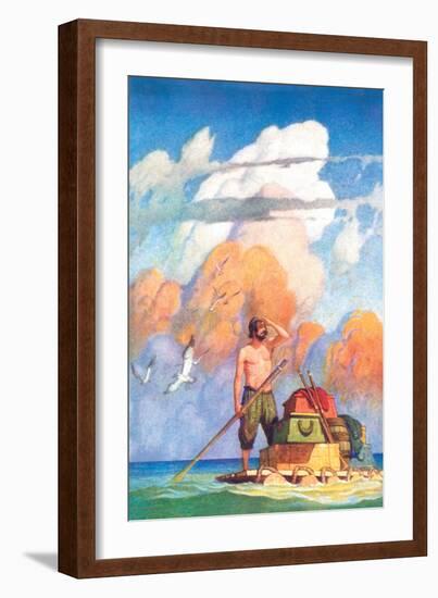 Robinson Crusoe's Raft-Newell Convers Wyeth-Framed Art Print