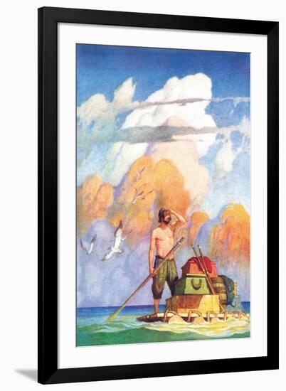Robinson Crusoe's Raft-Newell Convers Wyeth-Framed Art Print