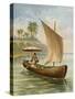Robinson Crusoe Sailing in His Boat-null-Stretched Canvas