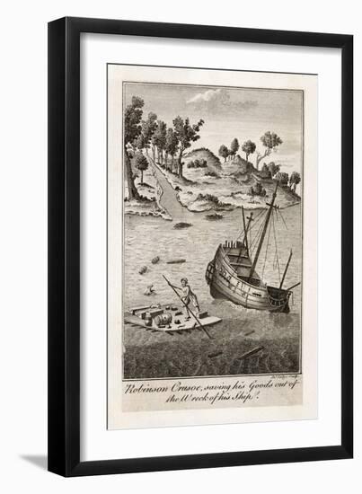 Robinson Crusoe Salvages Goods from the Wrecked Ship-J. Lodge-Framed Art Print