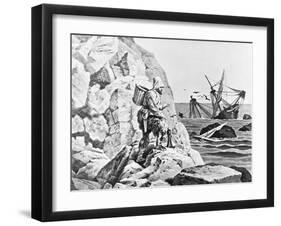 Robinson Crusoe Viewing His Wreck Print-null-Framed Giclee Print