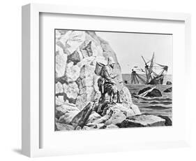 Robinson Crusoe Viewing His Wreck Print-null-Framed Giclee Print